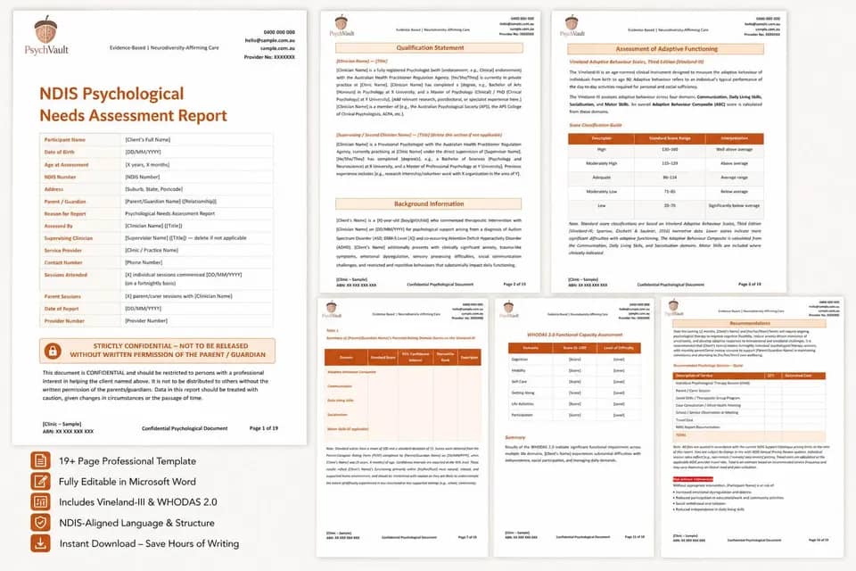 NDIS Functional Capacity Report Toolkit for Psychologists