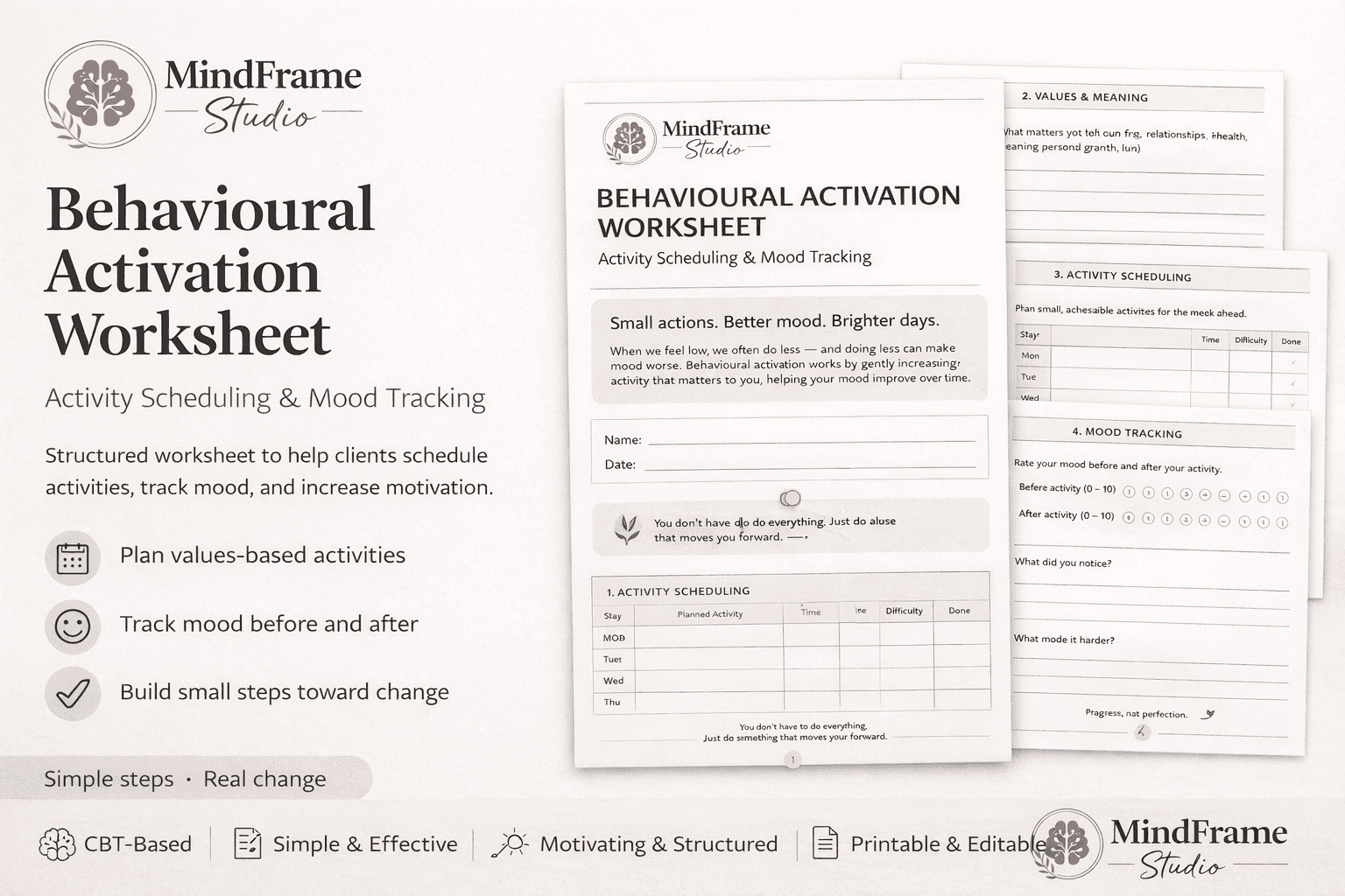 Behavioural Activation Planner: A Practical Worksheet for Rebuilding Motivation and Routine