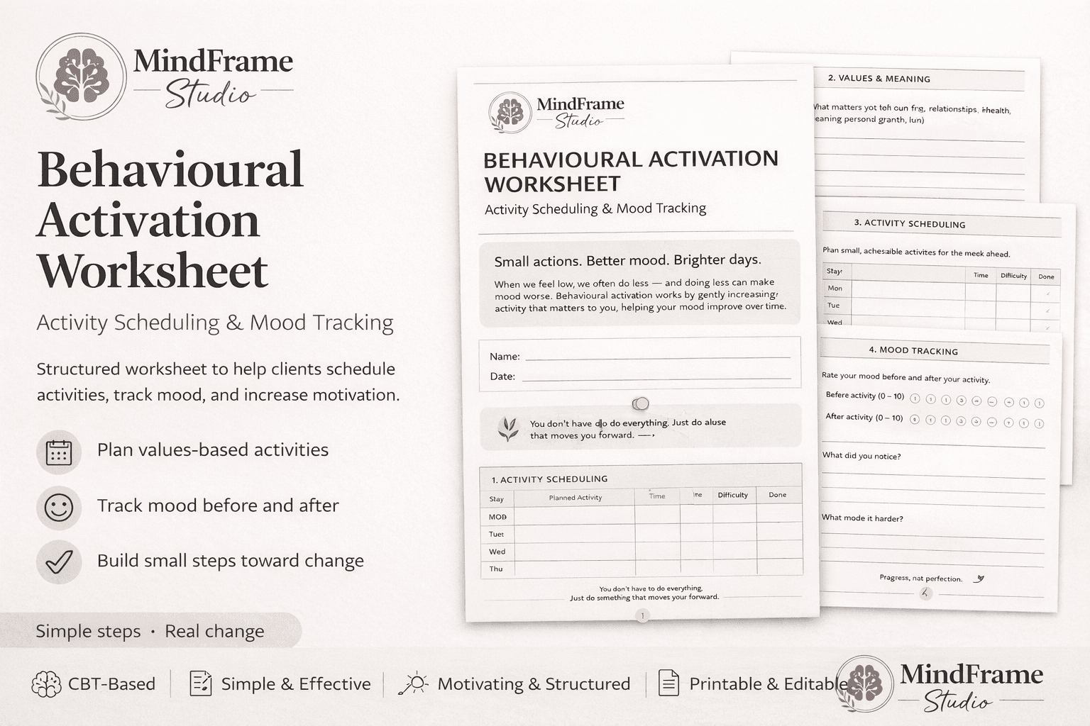 Behavioural Activation Planner: A Practical Worksheet for Rebuilding Motivation and Routine