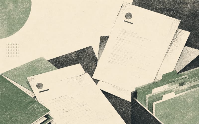 Folder with AHPRA documents and position descriptions on a desk